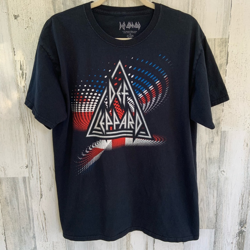 DEF LEPPARD Red/White/Blue T-Shirt Size L